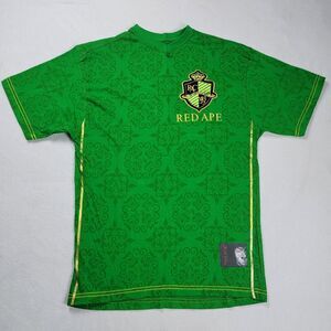Red Ape Y2K T-Shirt Men's Size Large Green Short Sleeve Streetwear AOP New